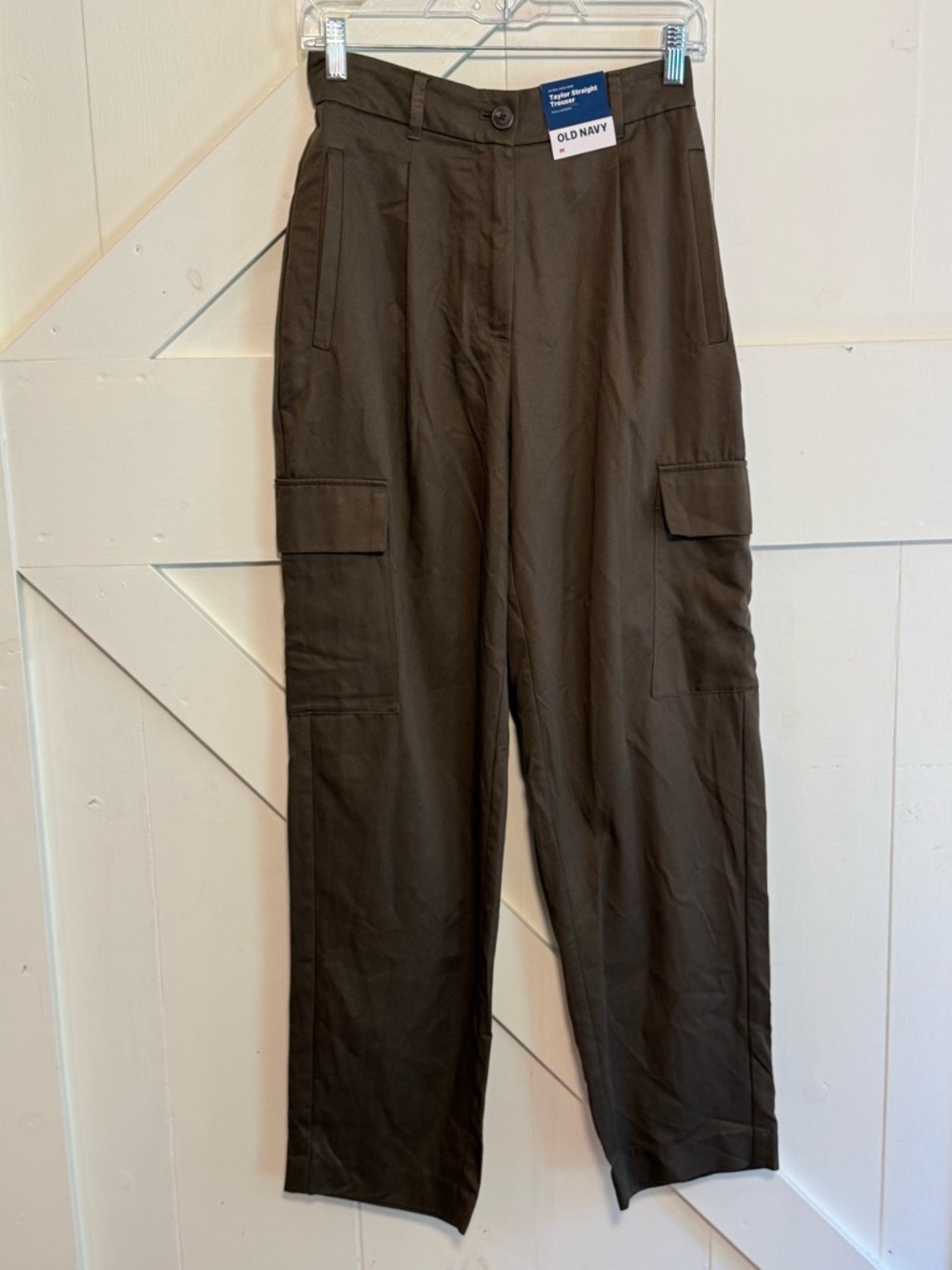 NWT Old Navy Taylor Straight Cargo Trouser Pants Medium Extra High Rise Brown